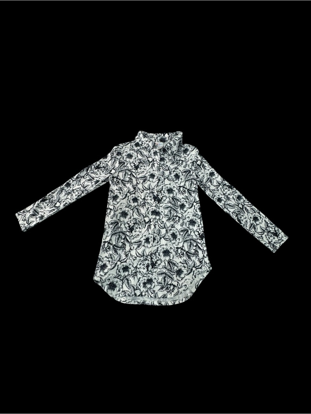 LuLaRoe Black and White Floral Button-Down Top